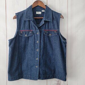 Allison Lane Y2K Vintage Denim 100% Cotton Embroidered Vest, Women’s L, EUC